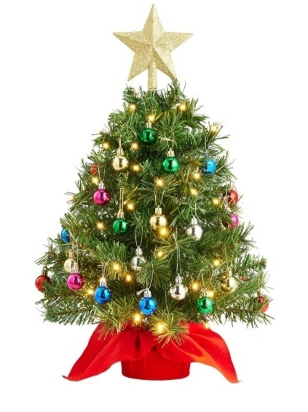 JoieDomi. 24 inch Mini Christmas Tree with Multicolor Ornaments and Lights. NWT.